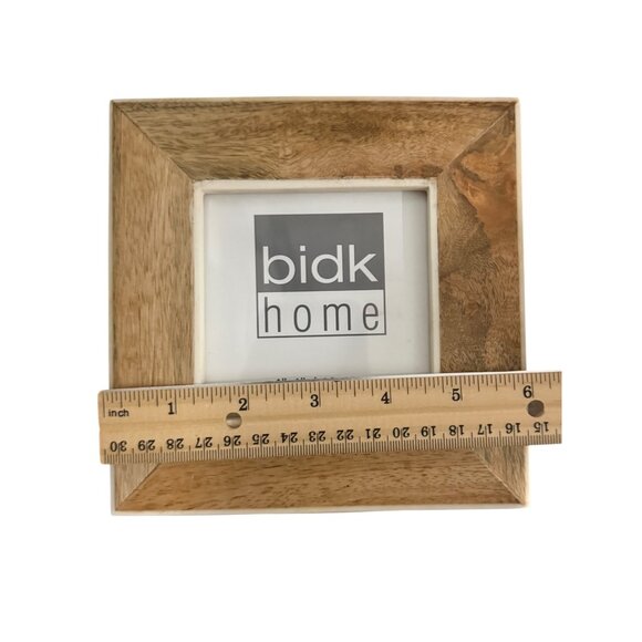 BIDK Home Wood Square Picture Frame Brown White Holds 4"x4" Photo (Total 6"x6") - Picture 5 of 9